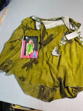 Iris Impressions Convertible Wrap Skirt/Dress Medium Green Floral  Polka Dot NWT